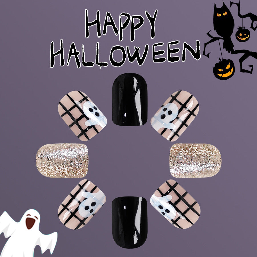 Wholesale 24 Pieces/box Halloween Ghost Press-on Nails Kits Nail Stickers ACC-NS-GuaiXL081