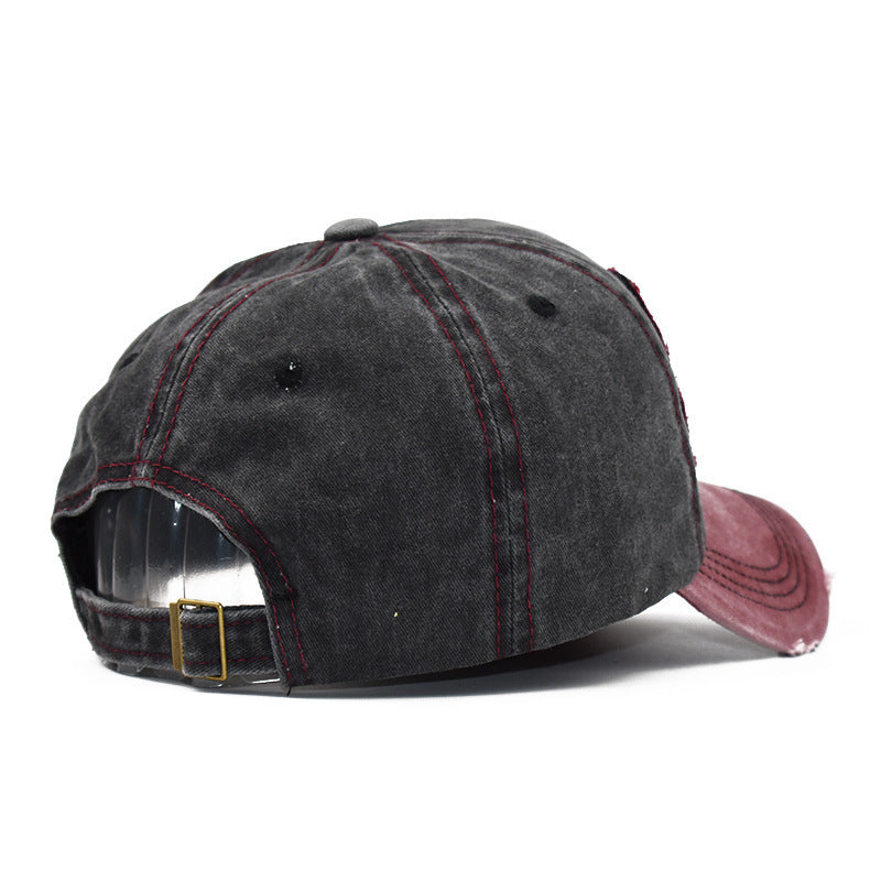 Wholesale Trendy Yellow Hip Hop Baseball Cap Patchwork Distressed Washed Cotton Adjustable Wide Brim Street Fashion Accessory For Men And Women