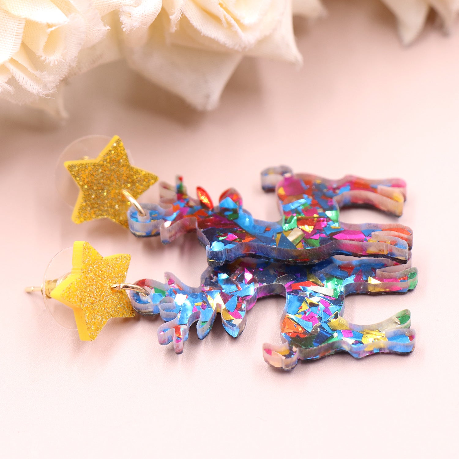 Wholesale acrylic earrings  creative cute style Christmas pendant earrings