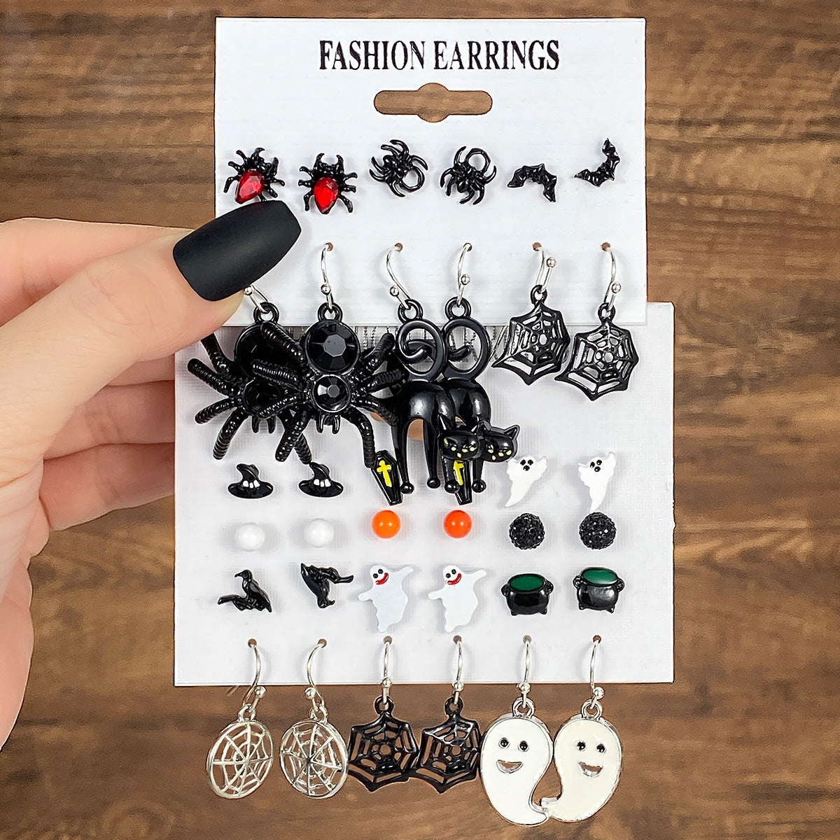 Wholesale Halloween personalized earrings  Spider kitten earrings set