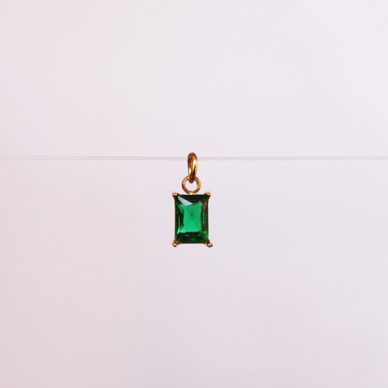Wholesale stainless steel DIY twelve birthday stones colored zircon lock 18K gold plated pendant