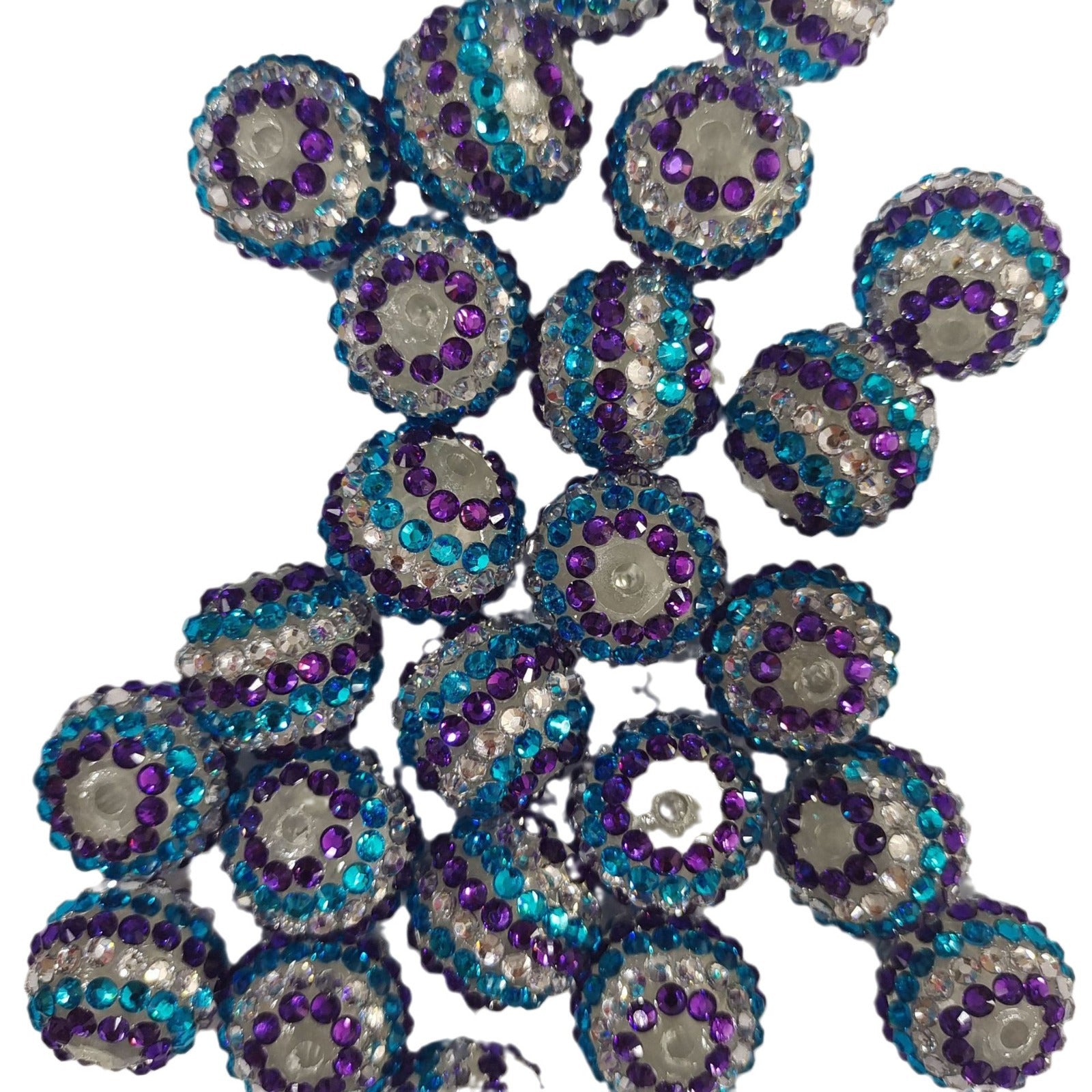 Wholesale 5pcs Mermaid Blue White Purple Stripes 16MM-22MM Resin Diamond Beads ACC-BDS-NiJia061