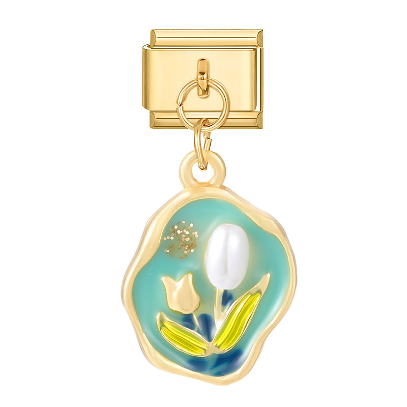 Wholesale Italian Charm Bracelet 9mm DIY Splicing Creative Pattern Pendant Stainless Steel Composable Bracelet