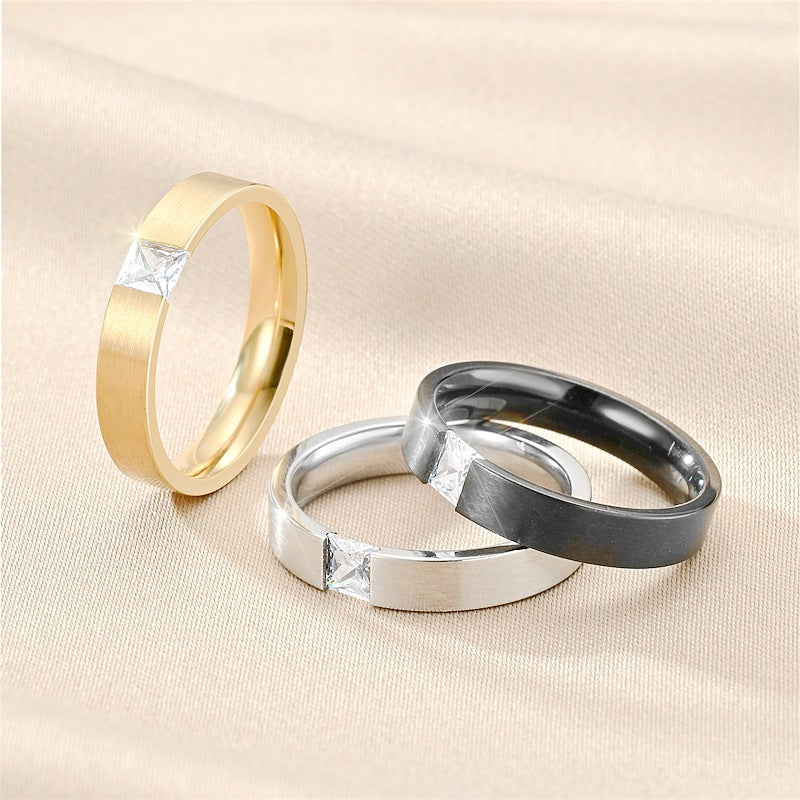 Wholesale Titanium Steel Micro-Paved Zircon Couple Rings