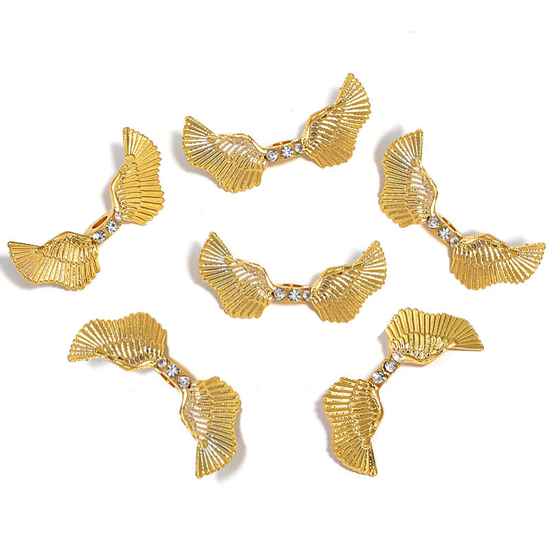 Wholesale 25pcs Heavy Rhinestone Angel Wings Diamond Hoop Bead Holder Diy Accessories ACC-BDS-BLG090