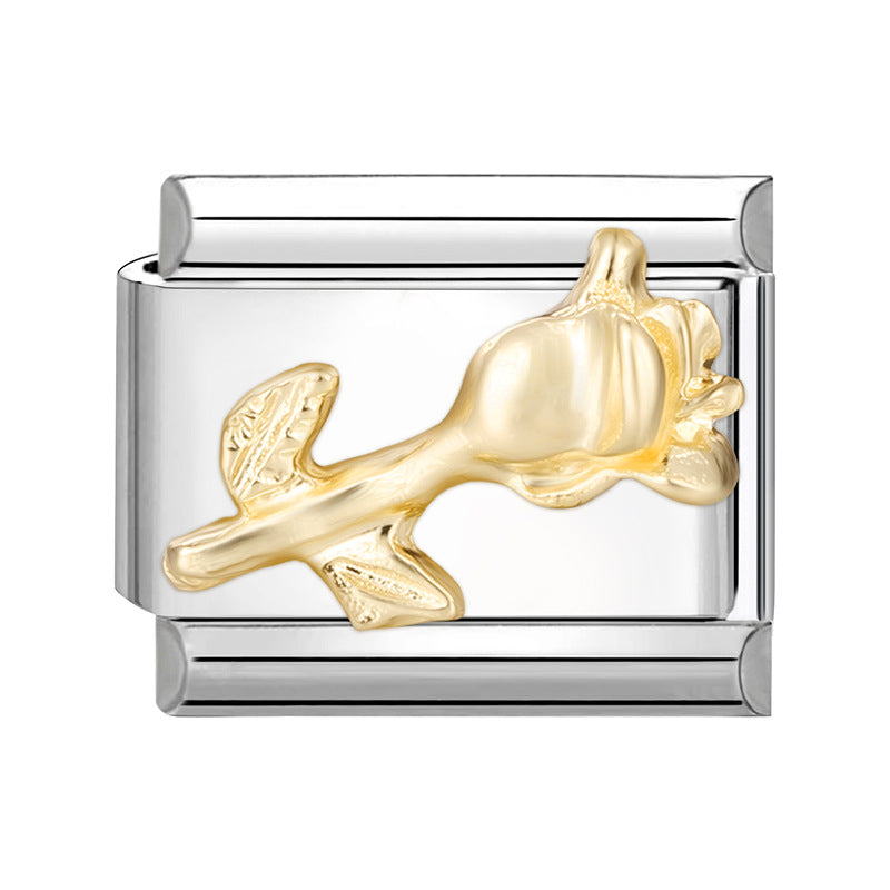 Wholesale Italian Charm Bracelet 9mm DIY Splicing Gold Butterfly Bow Stainless Steel Composable Bracelet