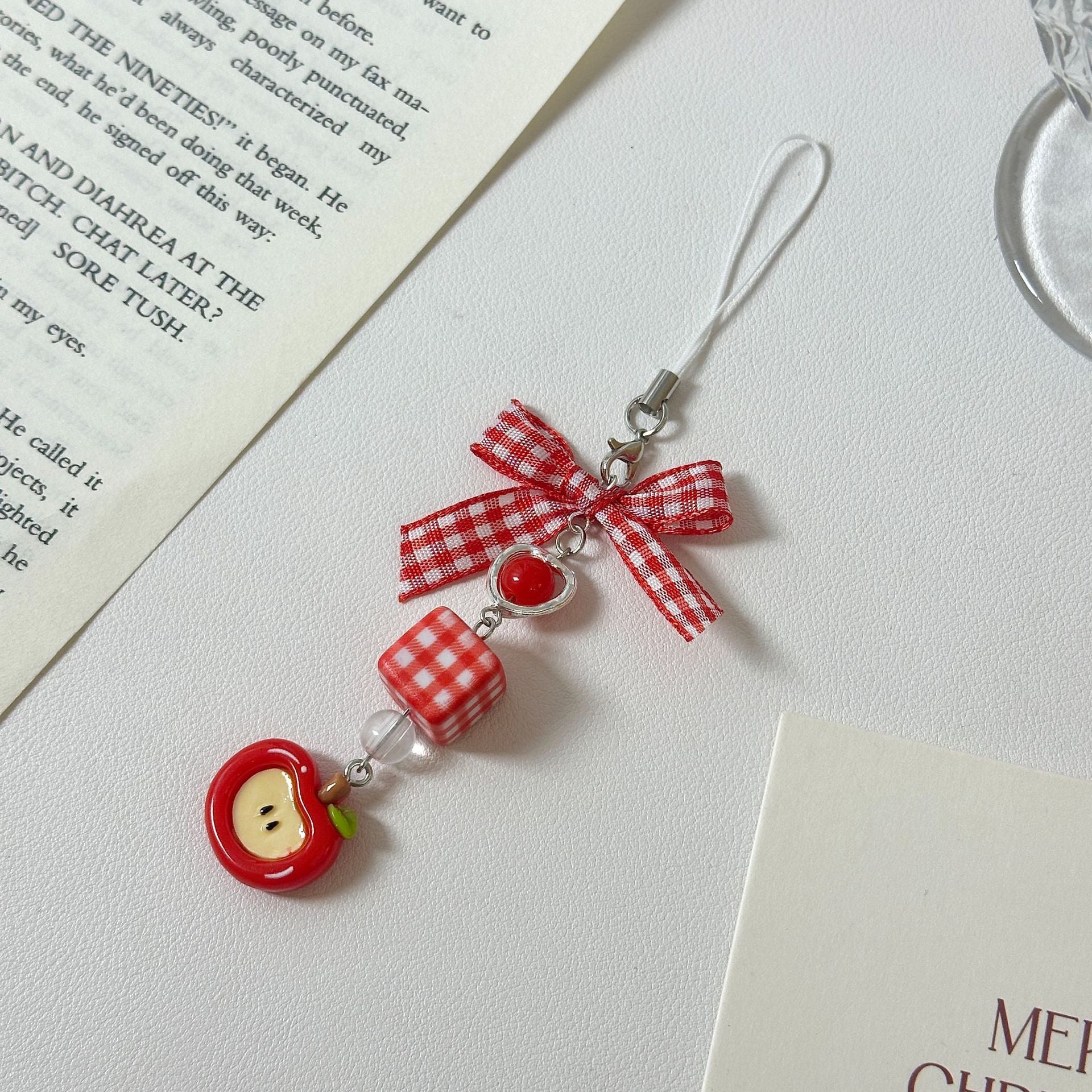 Wholesale  Strawberry Bow Beaded Keychains