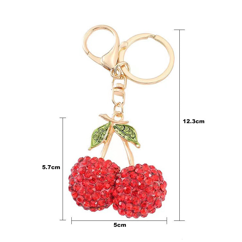 Wholesale 5pcs Cherry Rhinestone Alloy Keychain ACC-KC-YuanFei007