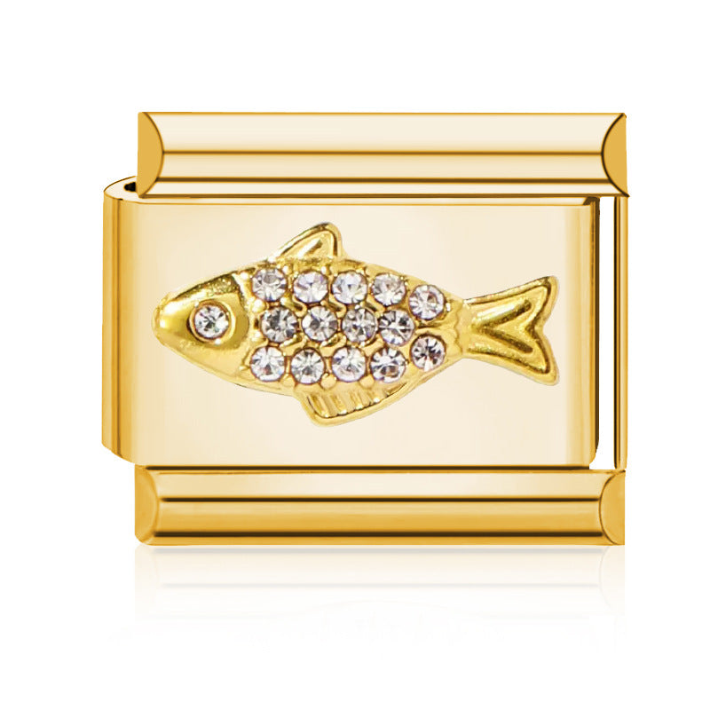 Wholesale Electroplated Stainless Steel Ocean Series Goldfish Pendant Charms For DIY Bracelet Jewelry Accessory