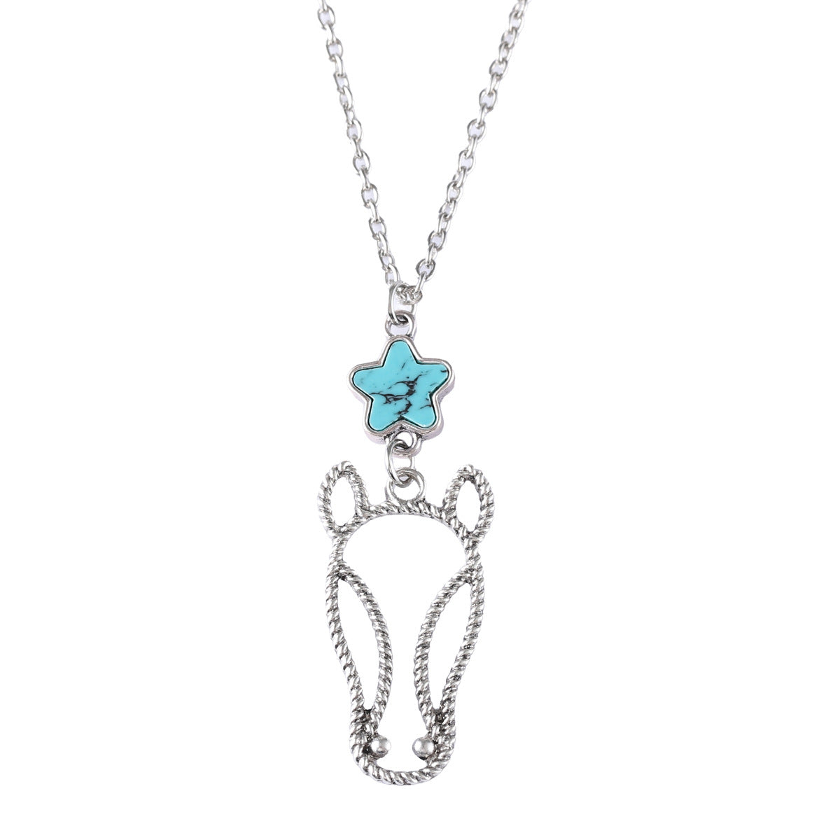 Wholesale Vintage Hollow Line Horse Head Pendant Necklace
