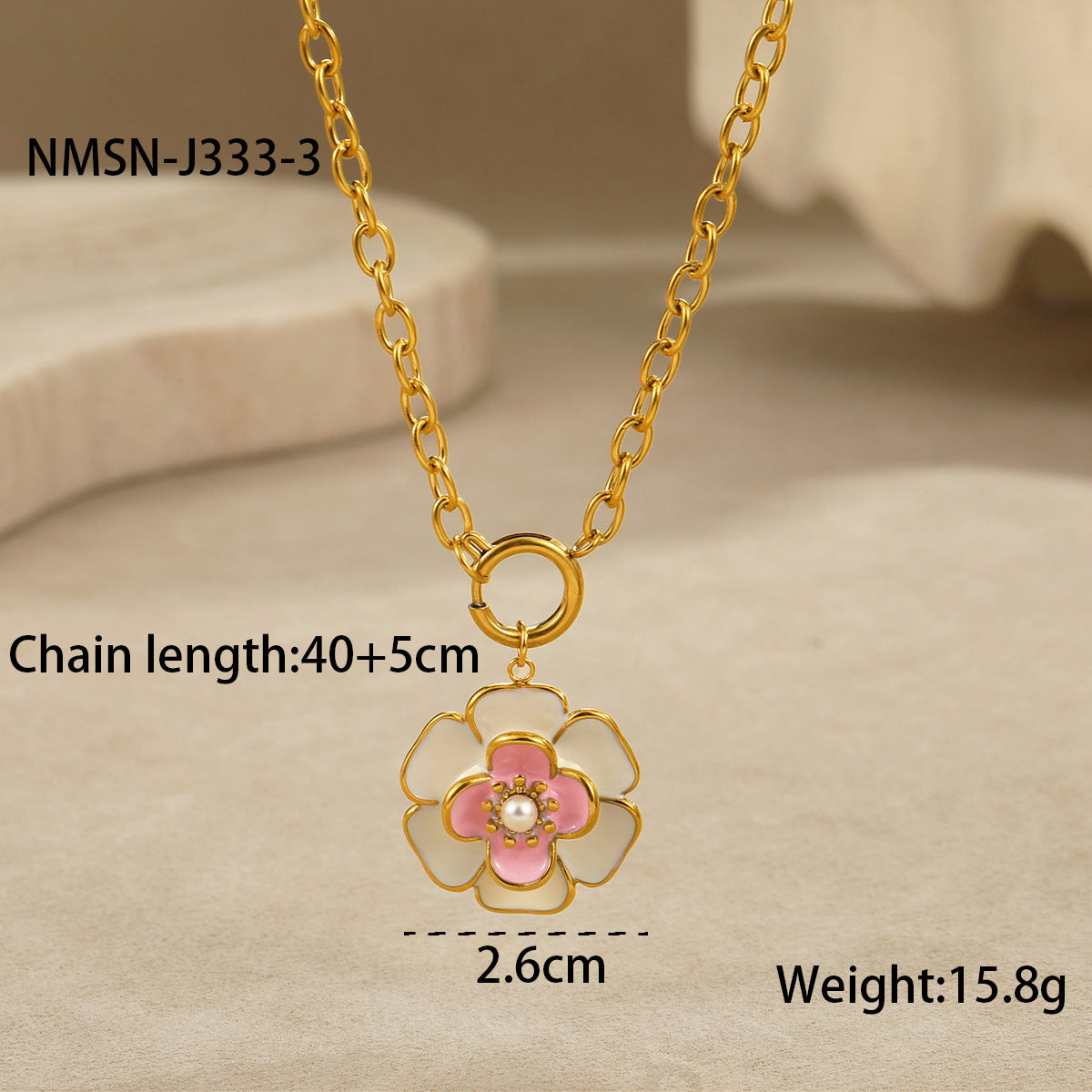 Wholesale  camellia oil drop flower necklace stainless steel ring earrings