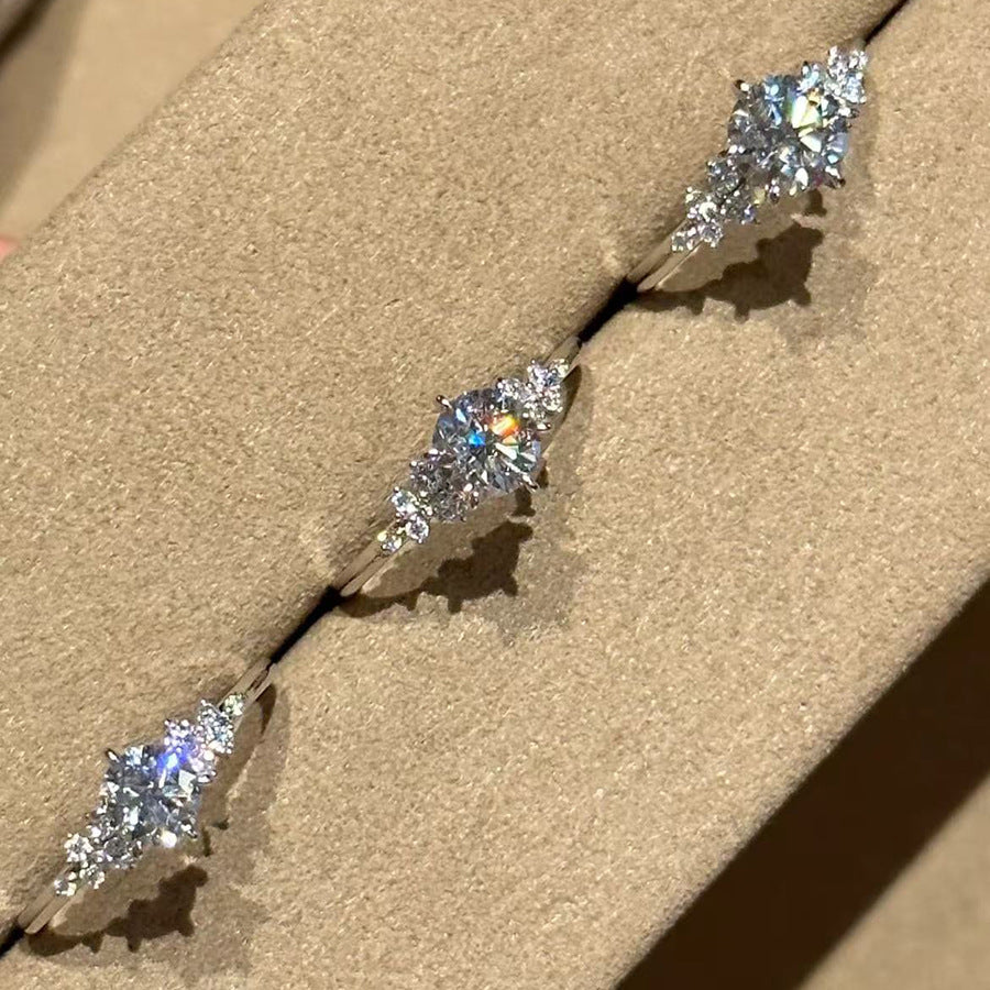 Wholesale Trendy Instagram Small 1 Carat Moissanite Berlin Love Letter Ring Niche Design Adjustable Diamond Women' s Ring