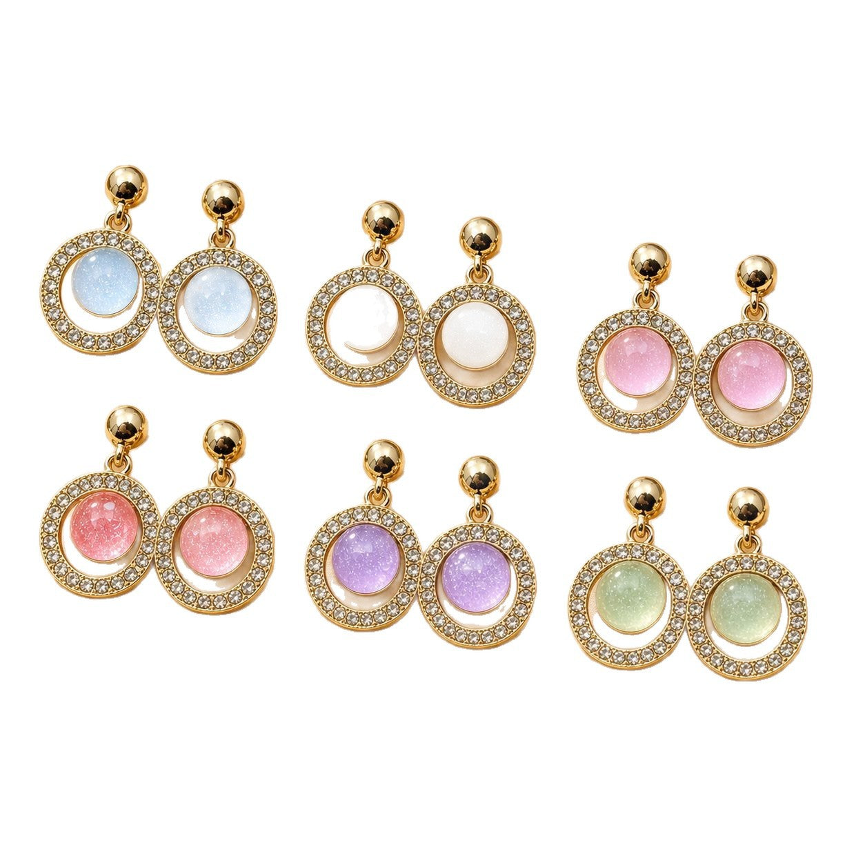 Wholesale Geometric Green Rhinestone Earrings Party Wear Jewelry Accessory for Boutique Resale