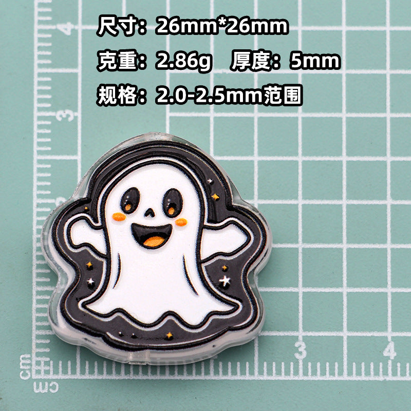 Wholesale  Acrylic Bead Charms Cartoon Pumpkin Ghost  Designs For DIY Jewelry Making And Phone Strap Fashion Gift Accessory