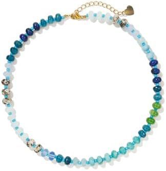 Wholesale Layered Rainbow Beaded Necklace with Natural Stone Pendant - Beach Fashion Accessory for Women