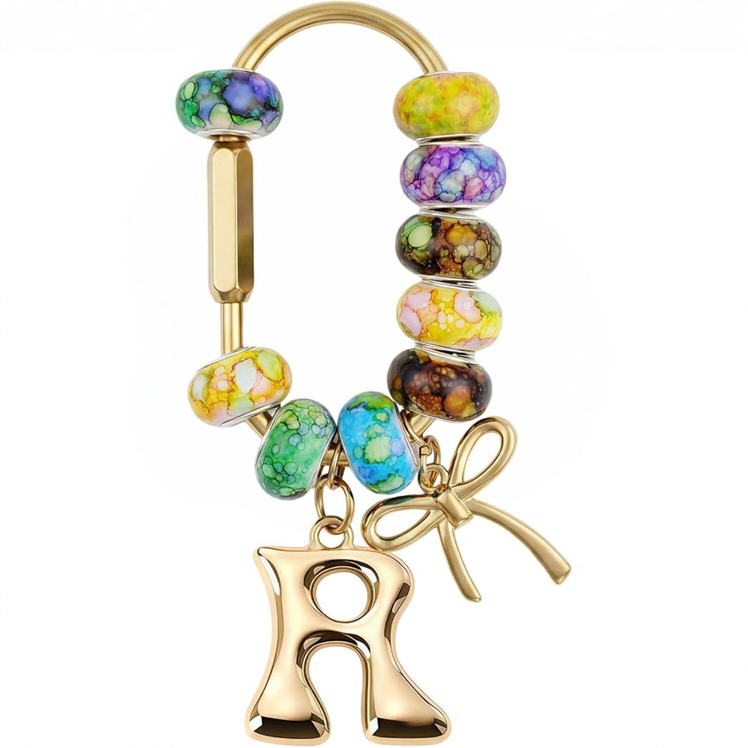 Wholesale Acrylic Colorful Beaded Letter Keychain Cute Bag Charm And Phone Pendant Trendy Car Key Accessory Boutique Resale Gift