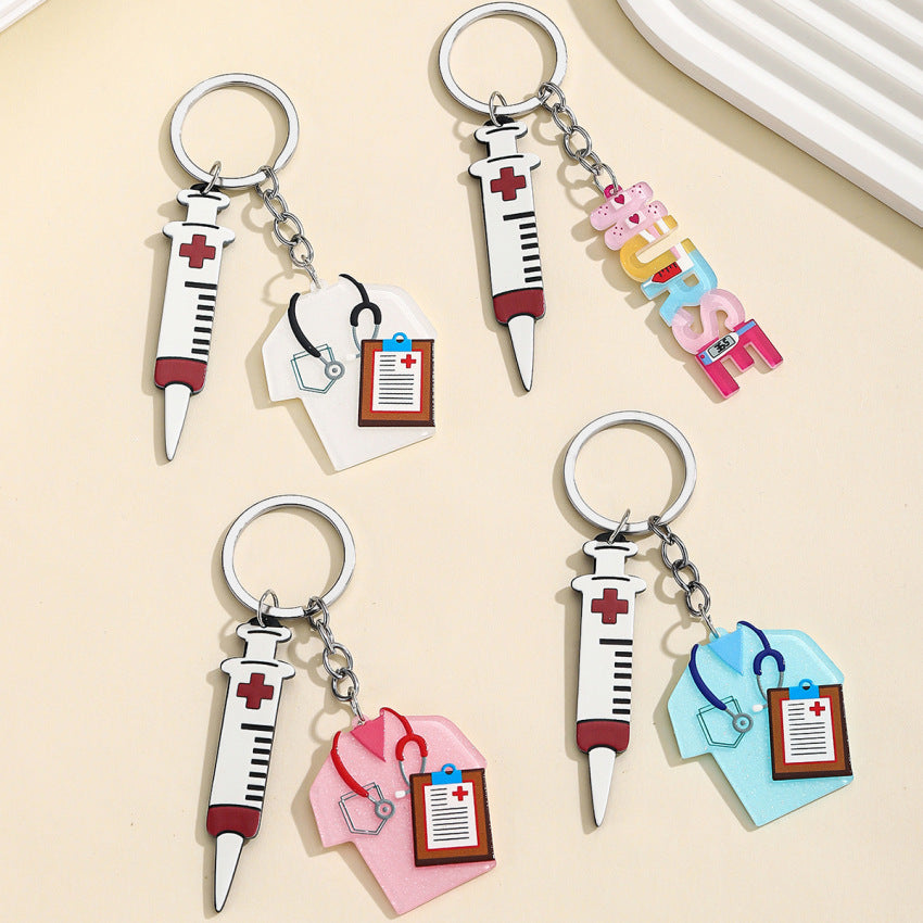 Wholesale  Acrylic Nurses Suit Needle Keychain