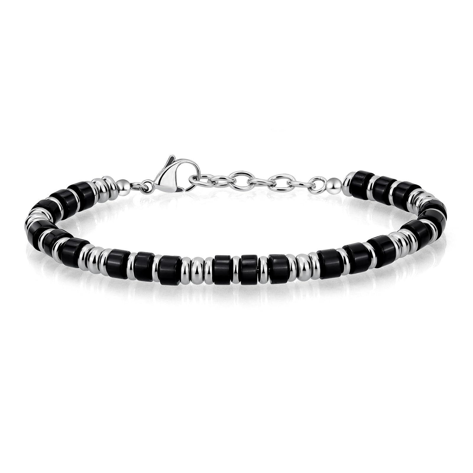 Wholesale Bohemian Chain Bracelet Natural Obsidian Beads Stainless Steel Business Gift Fashion Accessory