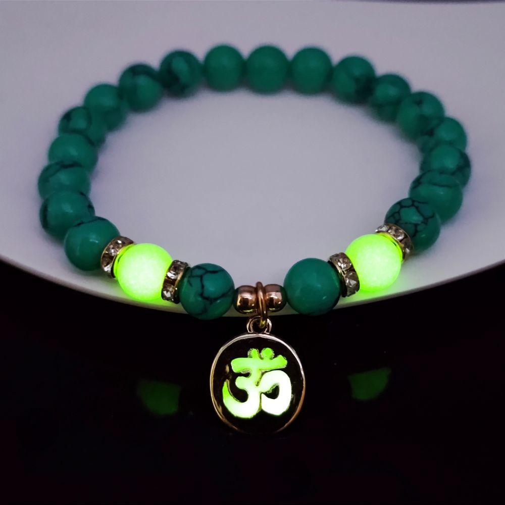 Wholesale  Letters Sanskrit Luminous Pendant Elastic Bracelet