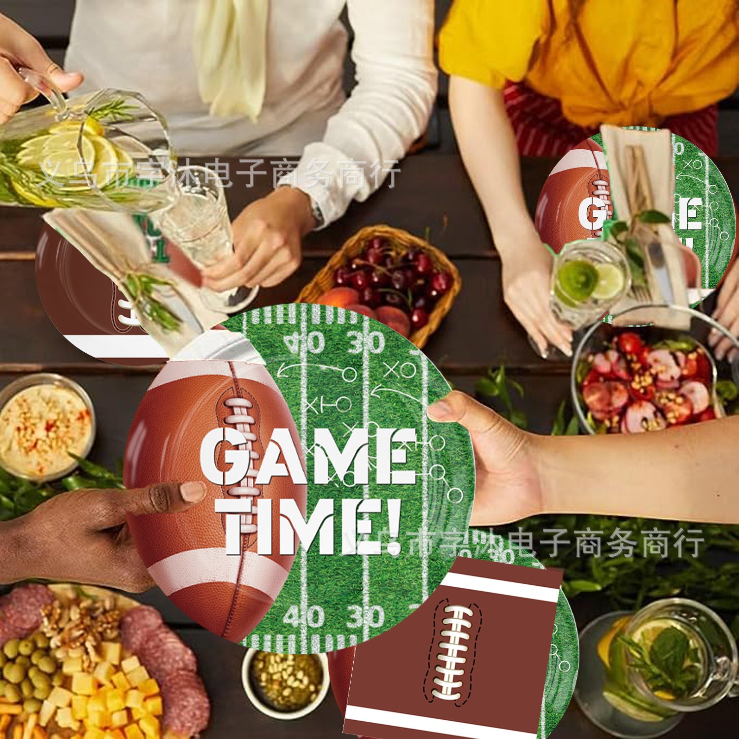 Wholesale Football Themed Party Supplies Disposable Set