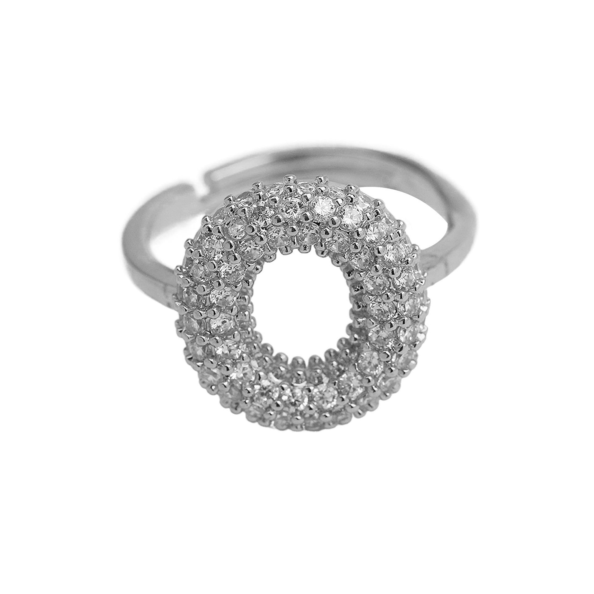 Wholesale  white gold balloon bubble cute 26 English letters open ring