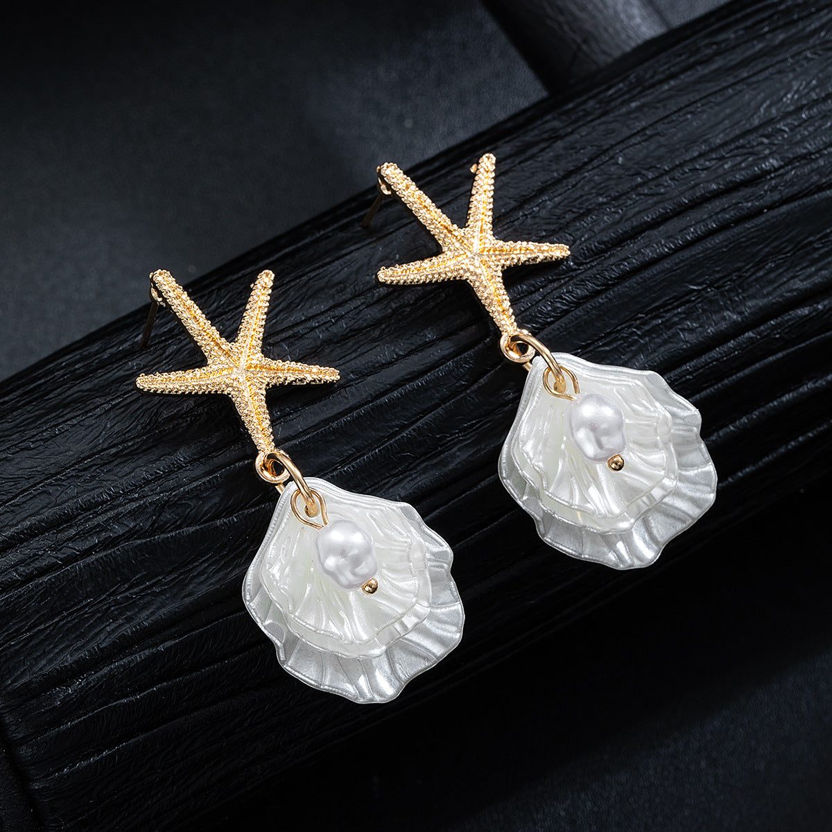 Wholesale Starfish Imitation Pearl Shell Earrings Beach Vacation Style Fashion Jewelry Accessory