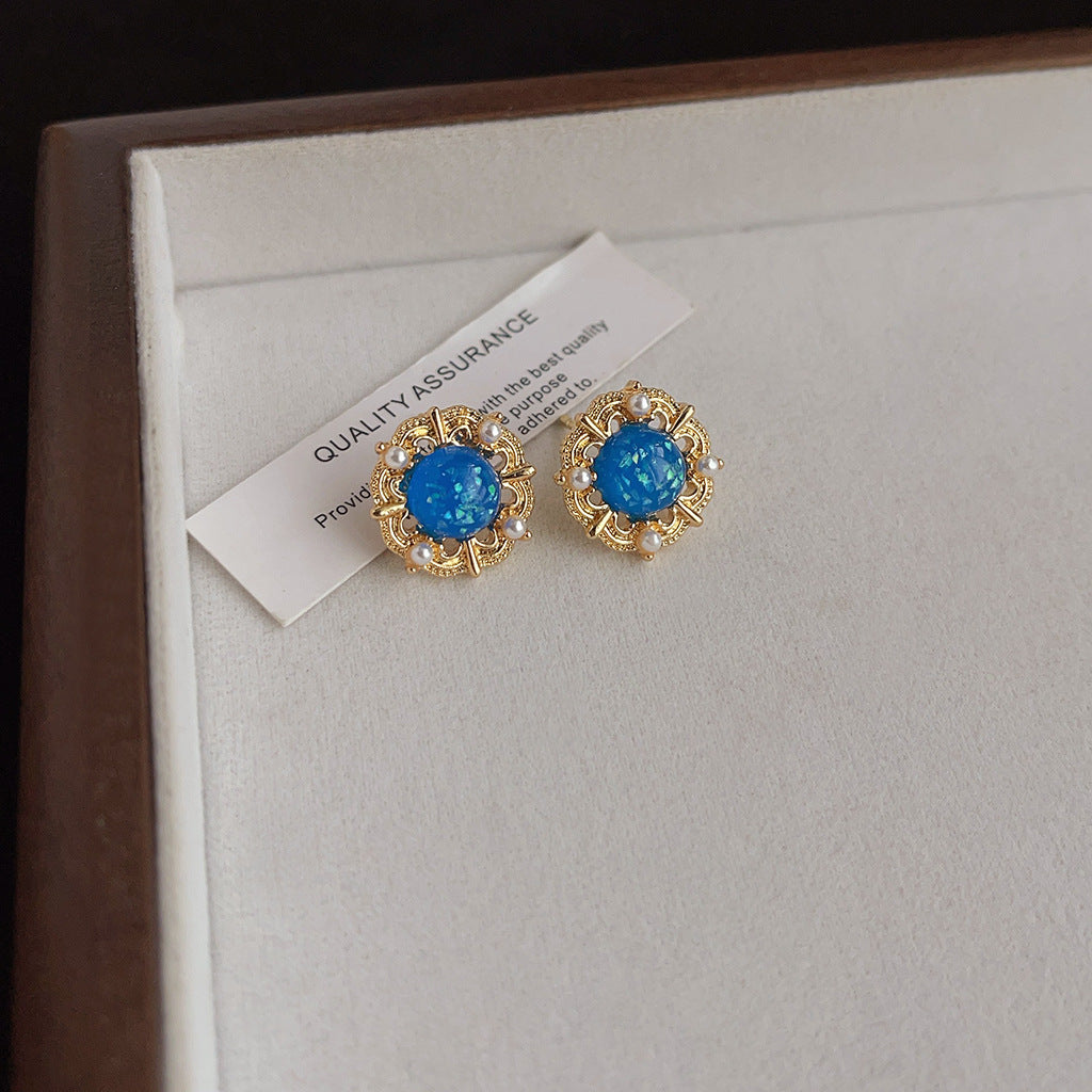 Wholesale Blue oil-drop retro earrings