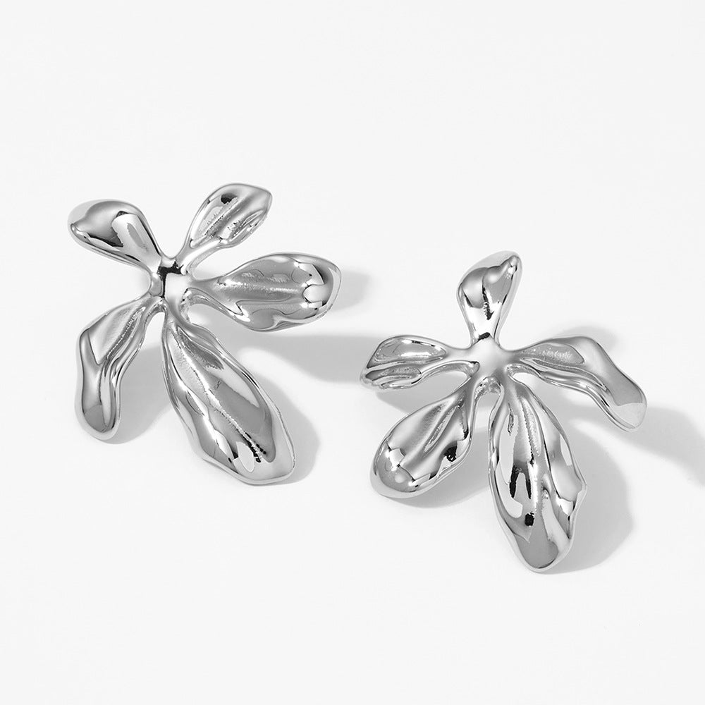 Wholesale 316 stainless steel irregular flower earrings