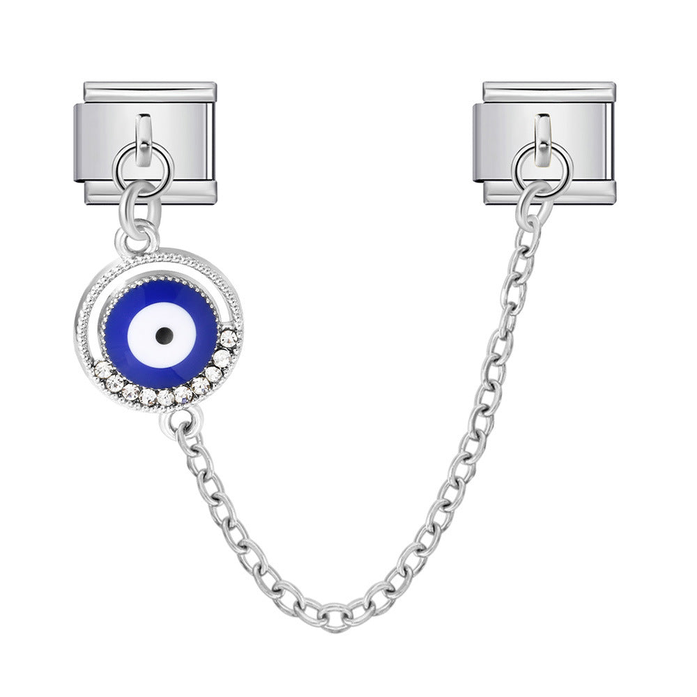 Wholesale  Italian Charm Bracelet 9mm DIY Devil' s Eye Hook Creative Stainless Steel Composable Bracelet
