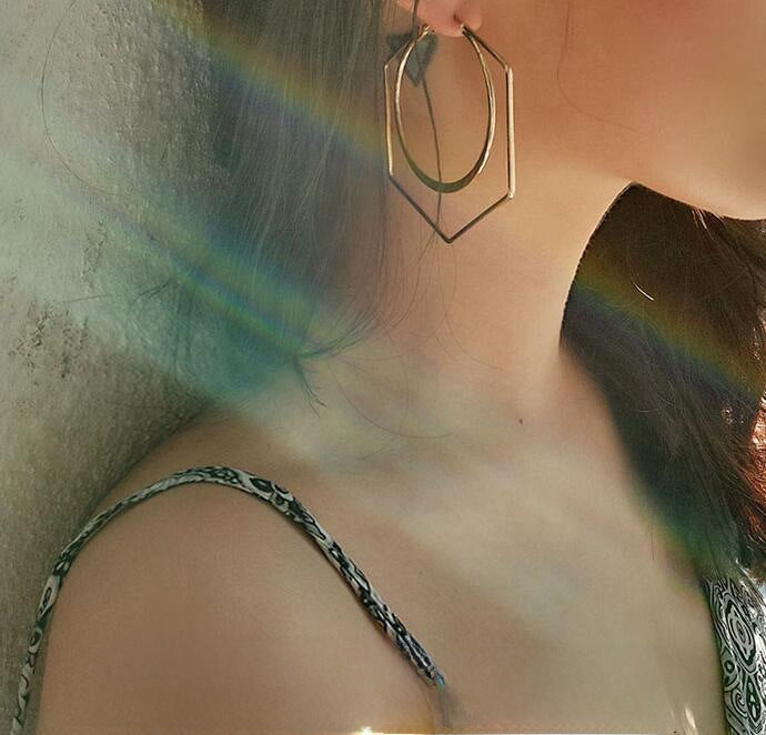 Wholesale  polygonal round geometric earrings