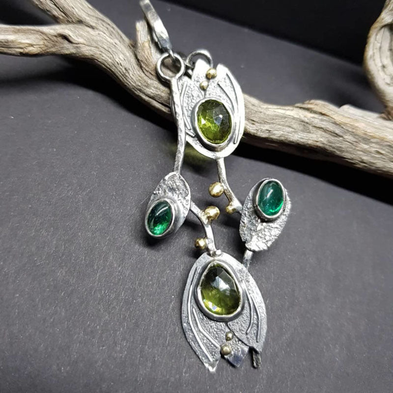Wholesale  Green Gem Personality Earrings Vintage Jewelry