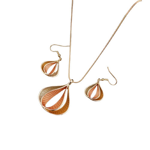 Wholesale  Enamel Hollow Drop Flower Earrings Pendant suit  Necklace