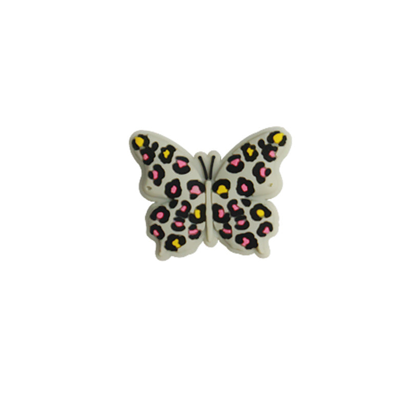 Wholesale 10pcs Leopard Print Butterfly Silicone Beads Focal Beads DIY Beading Accessories ACC-BDS-JIaHao011