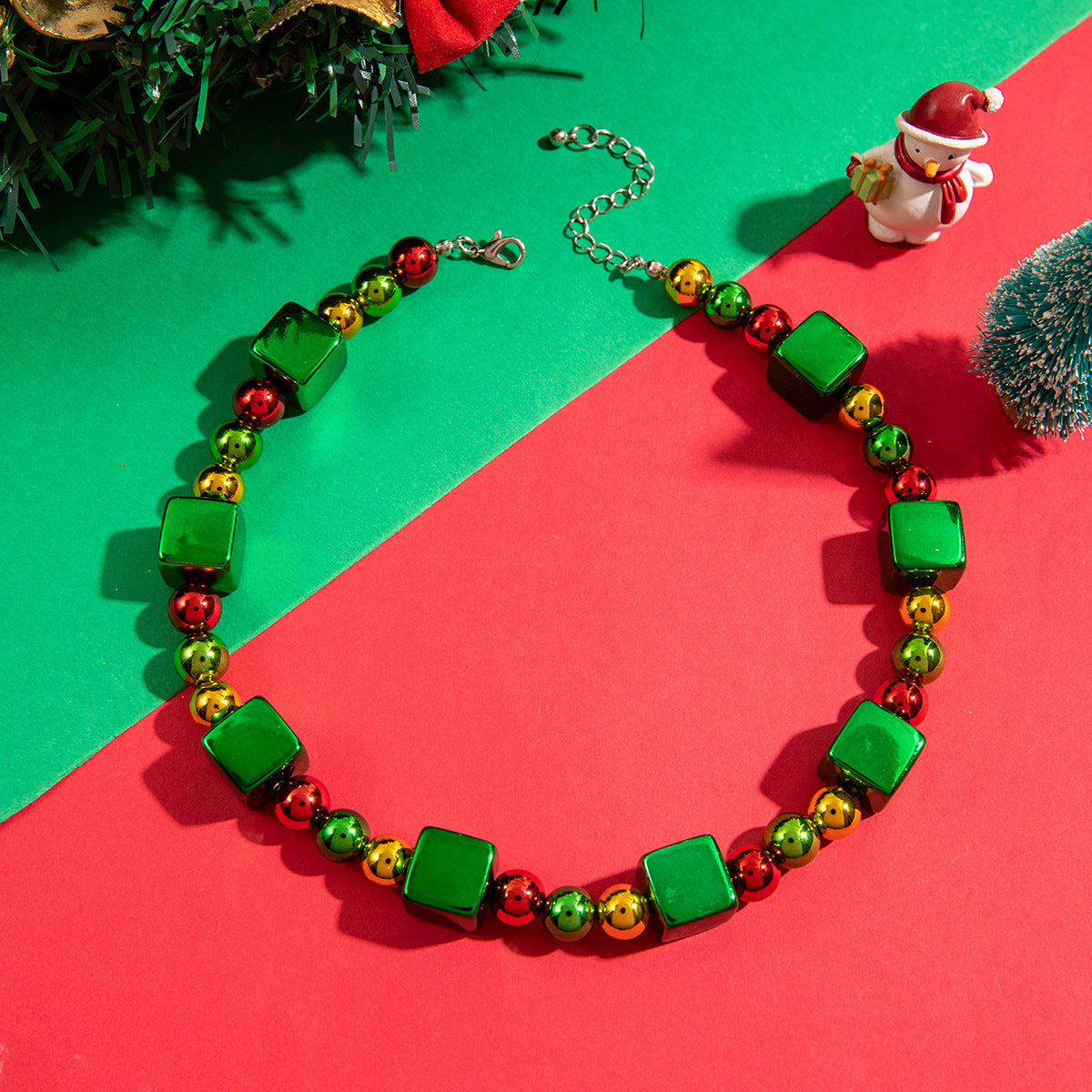 Wholesale Colorful Pumpkin Knotted Beaded Five-Pointed Star Christmas Necklace ACC-NE-YongGe013