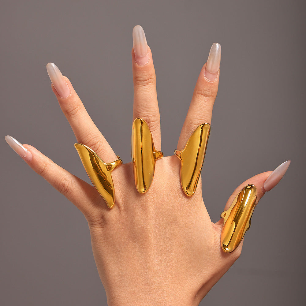 Wholesale Stainless Steel  Irregular Long Texture Fine Polished Open Ring