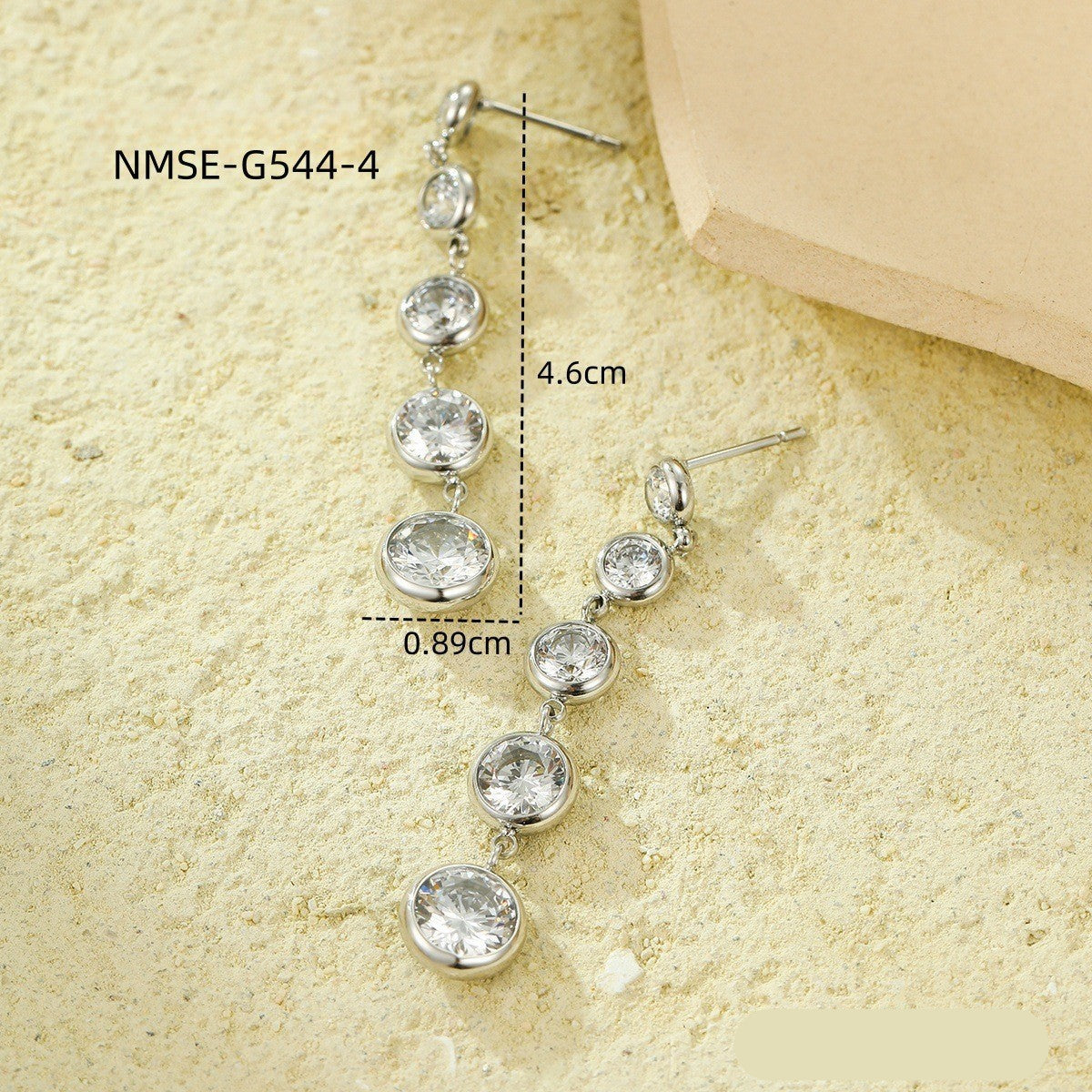 Wholesale  stainless steel  zircon tassel 18K earrings