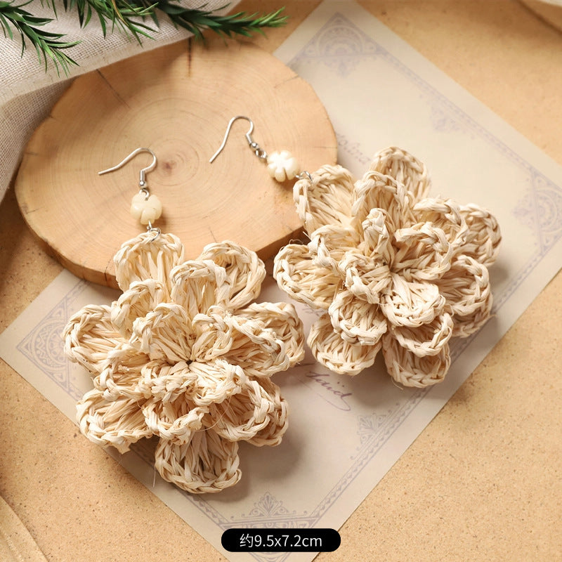 Wholesale Handmade Rattan Woven Bohemian Earrings