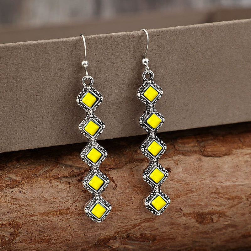 Wholesale Bohemian retro style long diamond alloy earrings