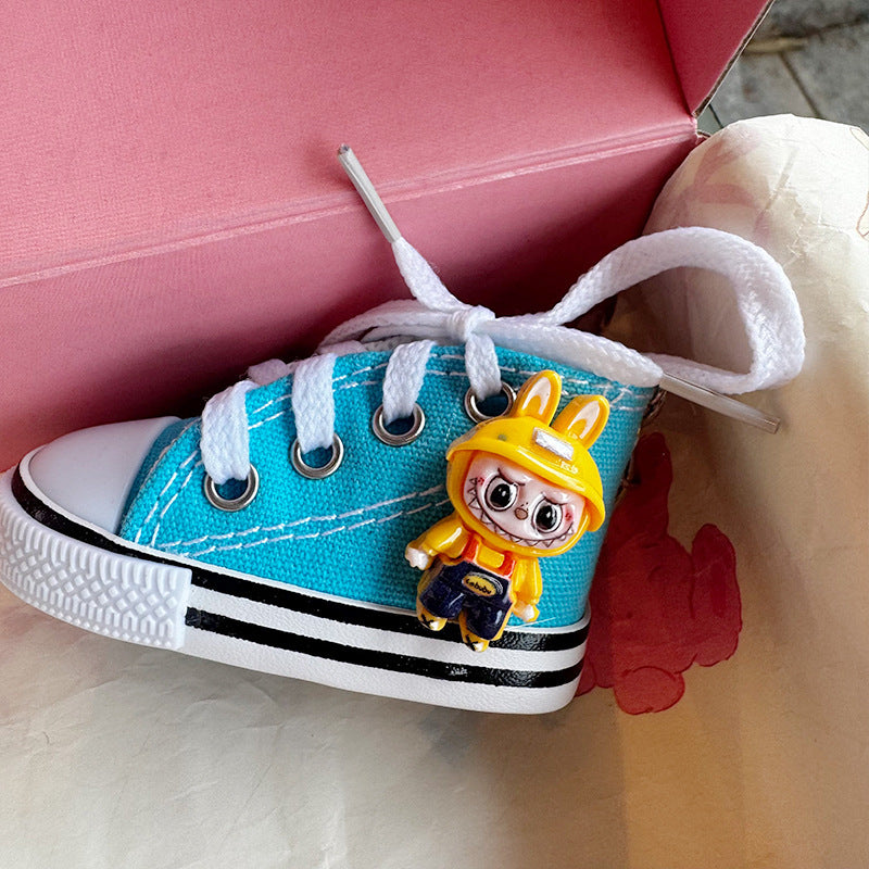 Wholesale cartoon rabbit color sneaker canvas shoes keychain