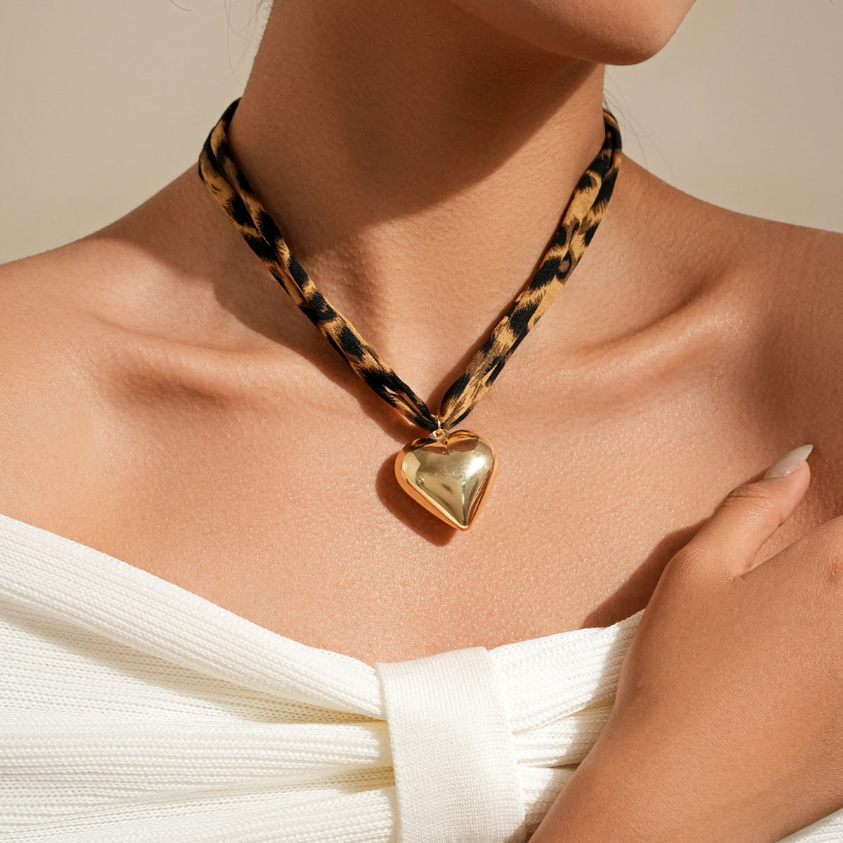 Wholesale Leopard Print Flower Love Cross Pendant Necklace