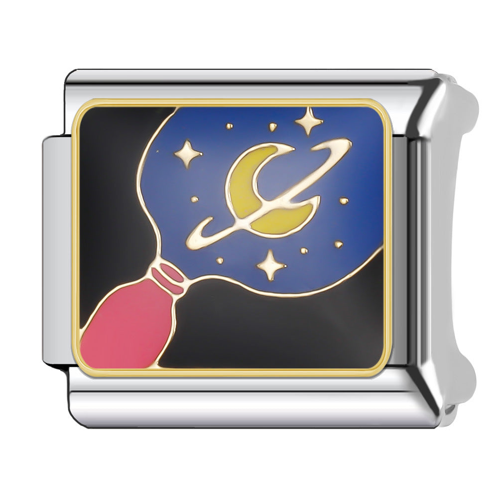 Wholesale Italian Charm Bracelet 9mm DIY Splicing Cosmic Star Series Stainless Steel Composable Bracelet