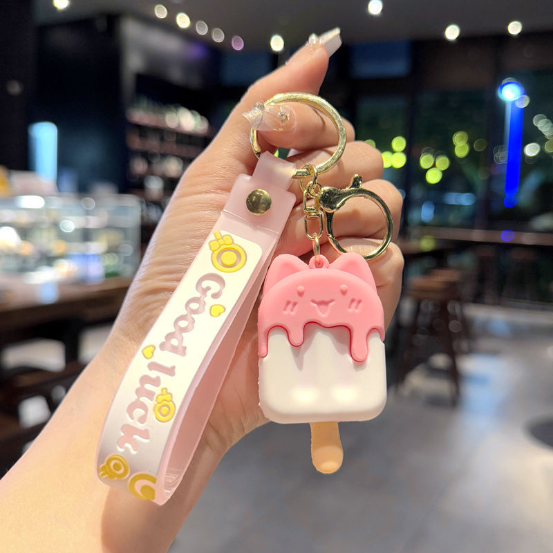 Wholesale Cartoon Ice Cream Silicone Keychain Bag Charm Gift for Women