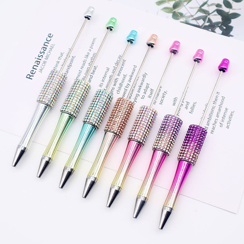 Wholesale Beadable Pens Colorful Rhinestone Beaded Pen AB Color Diamond Gradient UV Plating Pen ACC-PN-CY006