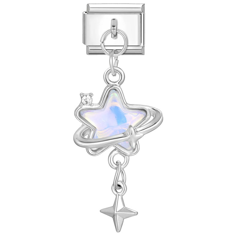 Wholesale Charms module handmade colored diamond pendant personalized butterfly moon DIY module bracelet