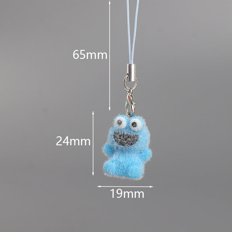 Wholesale Cute mini flocked puppy and bear mobile phone chain