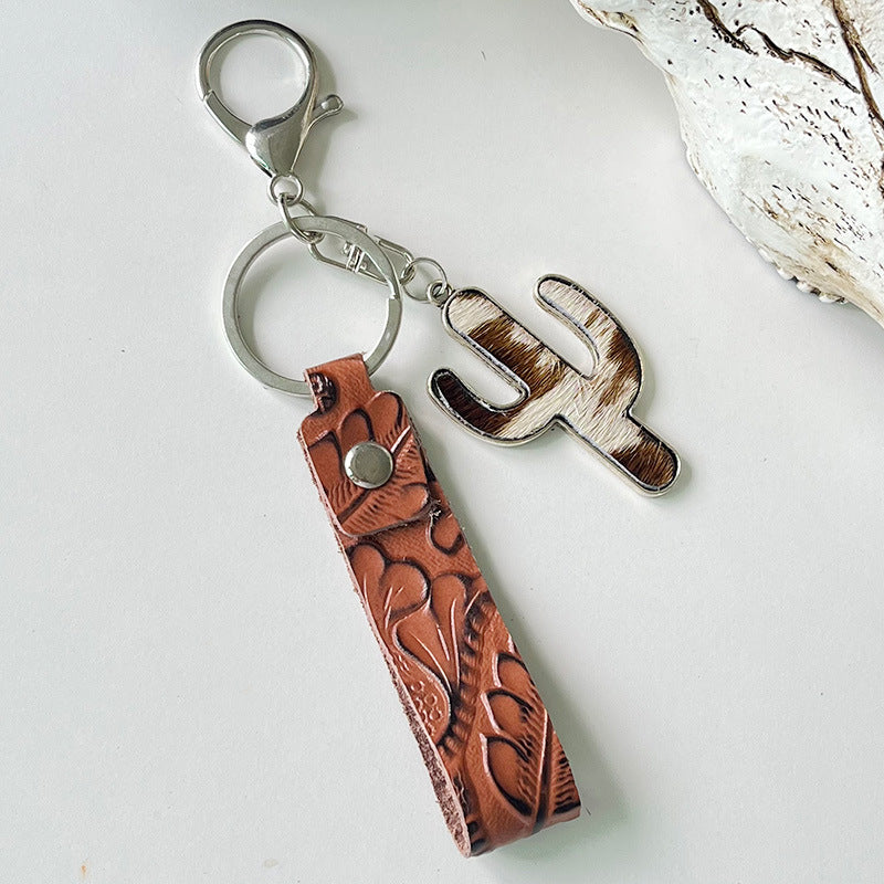 Wholesale 2pcs/pack leather keychain  brown leather keychains