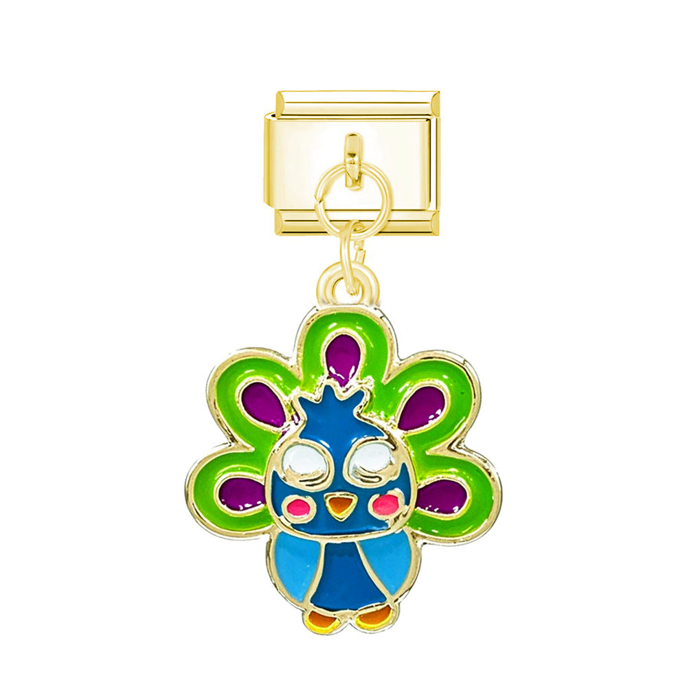 Wholesale Italian Charm Bracelet 9mm DIY  Colorful Butterfly Series    Creative Stainless Steel Composable Bracelet