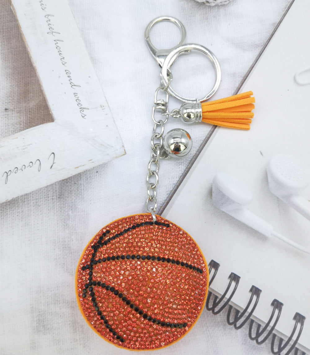 Wholesale flannel hot diamond basketball keychain