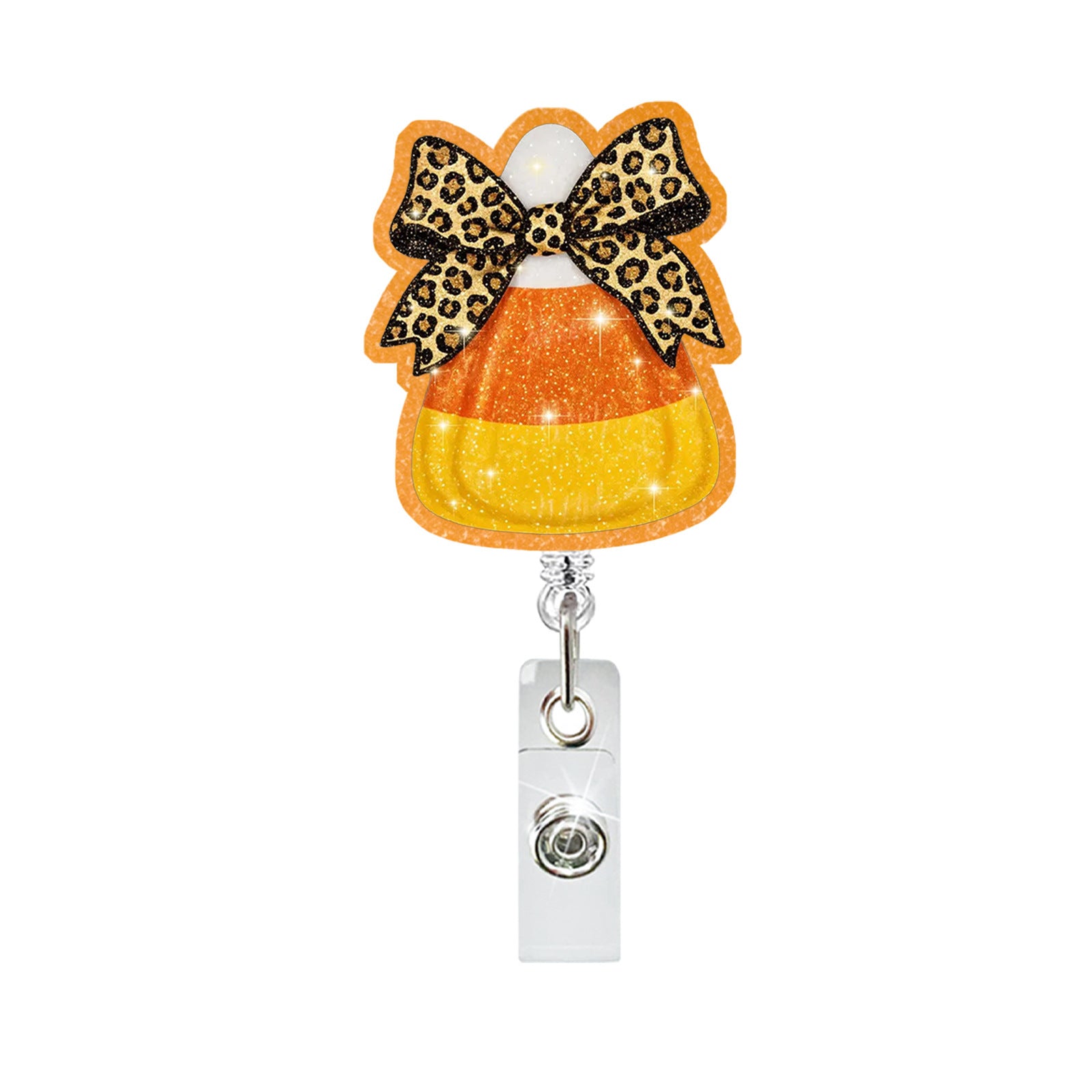 Wholesale Chic Bow Retractable Badge Reel with Glitter Acrylic Charm for Nurses and Teachers