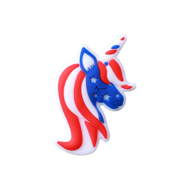 Wholesale 20pcs American Independence Day Bull Head Silicone Focal Beads DIY Beaded Pen Accessories ACC-BDS-HeXing016